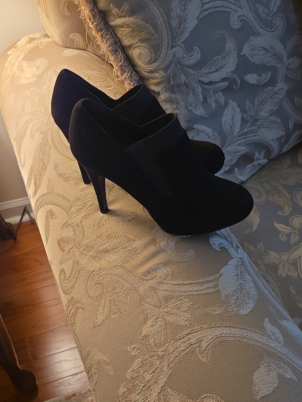 Classic Black Suede High-Heel Booties - Elegant Women's Pumps